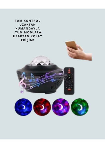 Müzik Ritimli Işık Değişimi & Dönen Dalga Efekti – Galaxy Projektör fırsatları