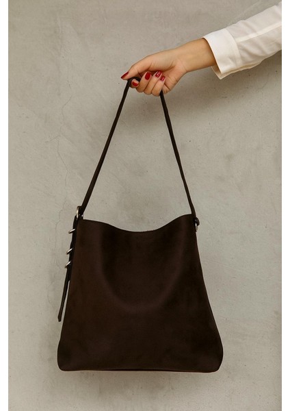 Oster Süet Omuz Çantası Acı Kahve