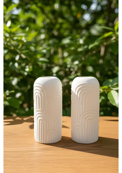 Bohem Desenli Beton Vazo 2’li Set – Dekoratif Modern Tasarım modelleri