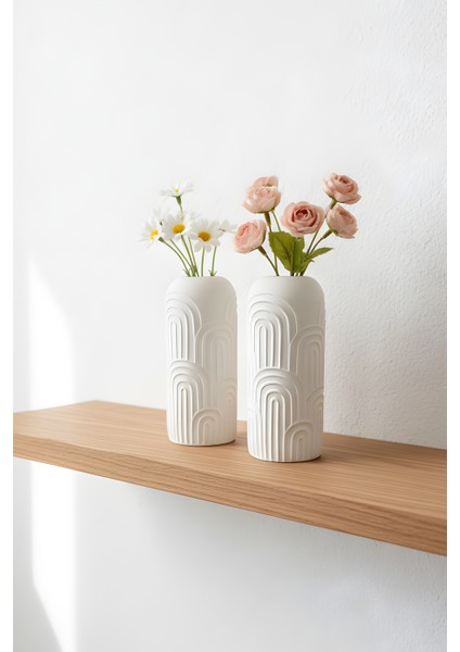Bohem Desenli Beton Vazo 2’li Set – Dekoratif Modern Tasarım fırsatları