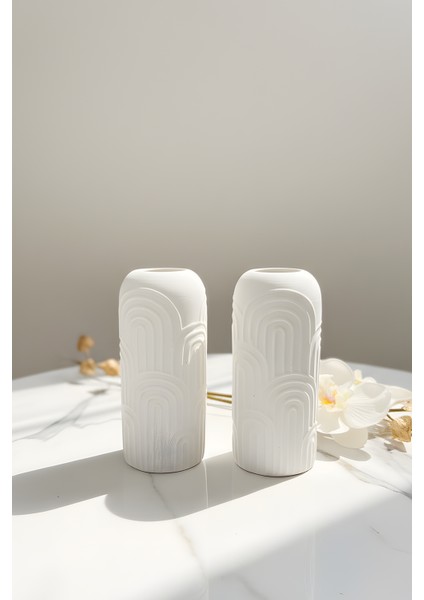 Bohem Desenli Beton Vazo 2’li Set – Dekoratif Modern Tasarım indirimleri