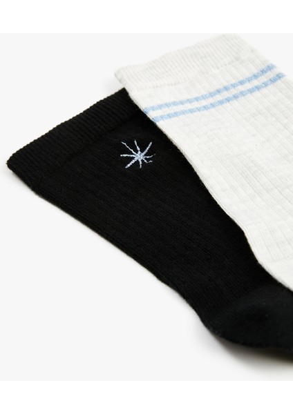 Pamuklu Soket Işlemeli 2'li Çorap Seti modelleri