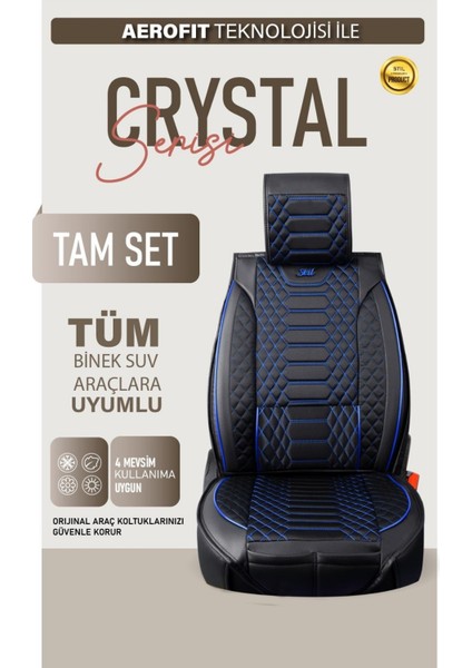 Kia Sephia Deri Oto Koltuk Kılıfı Ön Arka Takım Siyah Mavi Royal Serisi Scr modelleri