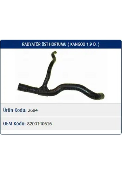 M2684 Radyator Hortumu Alt 8200140616