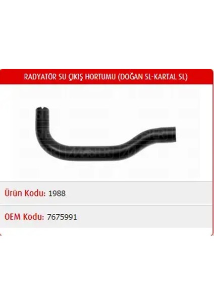 M1988 Radyator Hortumu Alt 7675991