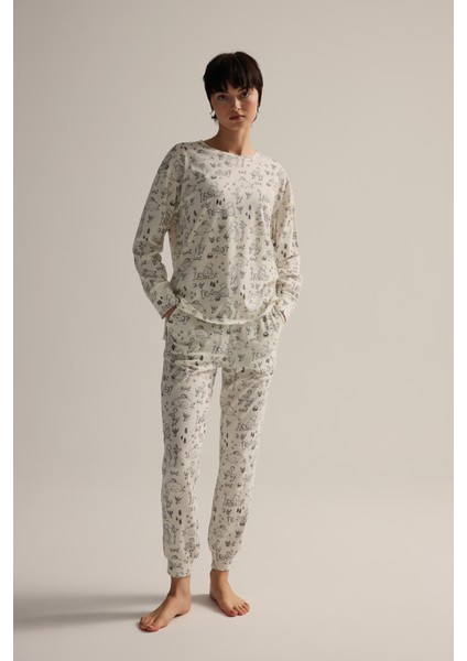 Kadın Pamuklu Uzun Kollu Pijama Takımı modelleri