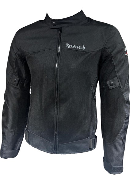 Revertech Aura Siyah / Terletmeyen Fileli Kumaş - Bel, Dirsek ve Sırt Korumalı Motosiklet Montu