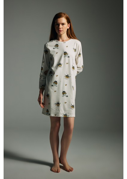 Kadın Pamuklu Uzun Kollu Gecelik modelleri