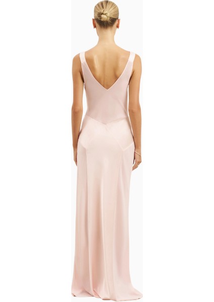 Cowl Neck Satin Panel Gown Draped Bias Cut Maxi Dress Kadın Elbise modelleri