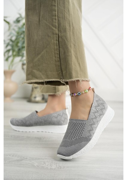 Aky 055 K.gri Triko Yazlık Kadın Ayakkabı