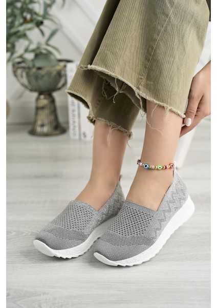 Aky 055 K.gri Triko Yazlık Kadın Ayakkabı