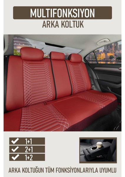 Seat Toledo Deri Oto Koltuk Kılıfı Ön Arka Set Exclusıve Serisi Kırmızıscr fiyatları