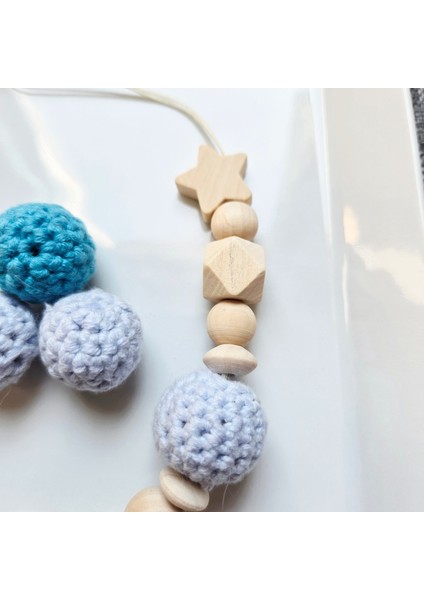 Yıldızlı Mavi Isimli Bebek Emzik Zinciri Askısı fiyatları