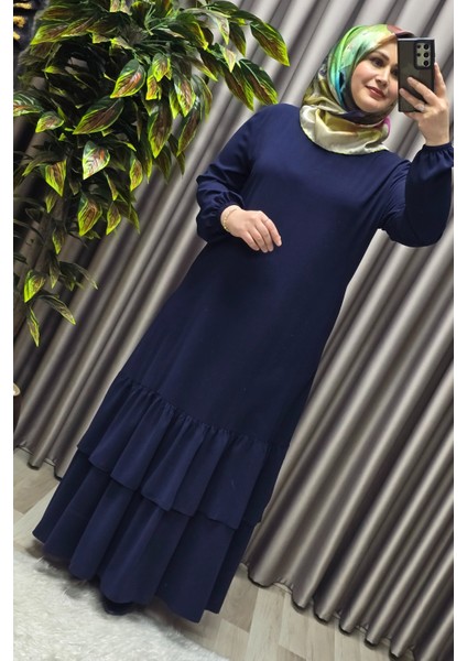 Kadın Tesettür Giyim Büyük Beden Iki Katlı Krep Elbise fiyatları