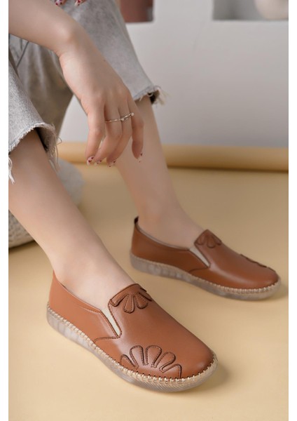 Syg P74 Taba Hakiki Deri Şeffaf Taban Kadın Ayakkabı