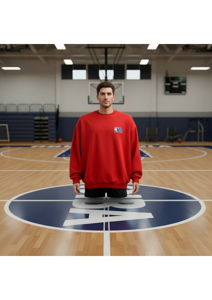 Basketbol Tutkunlarına Özel Nba Sweatshirt Oversize Kırmızı fırsatları