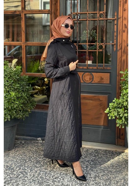 Kuşaklı Geniş Yaka Pardesü KA-A25-15007 Siyah fiyatları