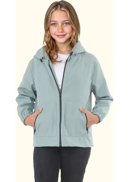Erkek/Kız Çocuk Kapüşonlu Su ve Rüzgar Geçirmez Cepli Kışlık Yağmurluk