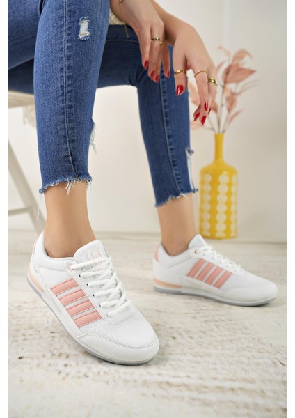 7218 Beyaz Pudra Memory Foam Kadın Spor Ayakkabı indirimleri