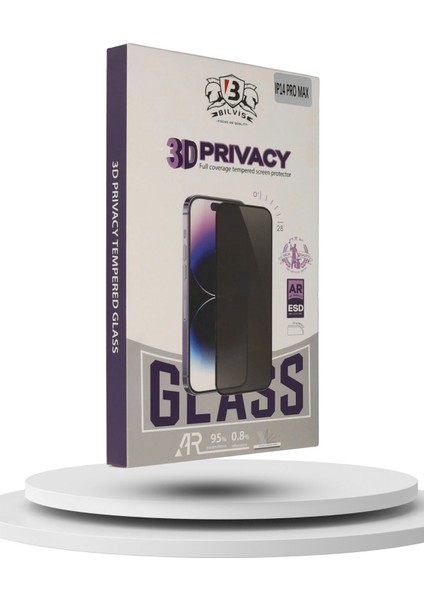 iPhone 14 Plus Bilvis 3D Hayalet Temperli Cam – Yan Görüş Engelleyen Privacy Ekran