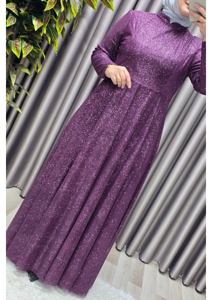 Kadın Tesettür Büyük Beden Giyim Simli Pelerinli Abiye modelleri