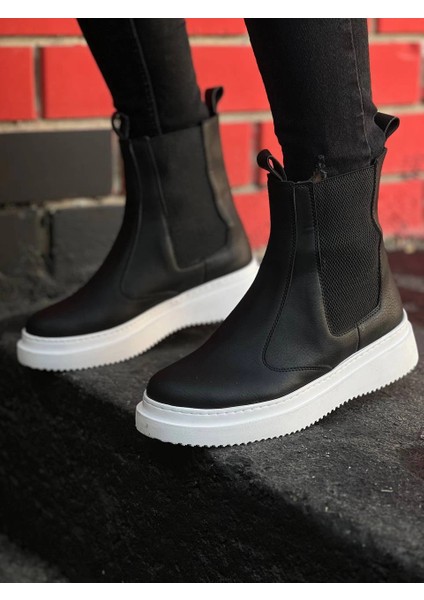 KB-0992 Kuback Siyah Cilt Yüksek Taban Lastikli Erkek Bot