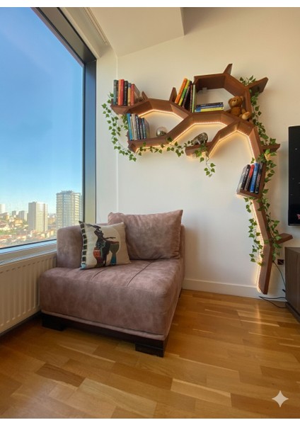 Koyu Meşe Eğilen Ağaç Kitaplık/raf modelleri