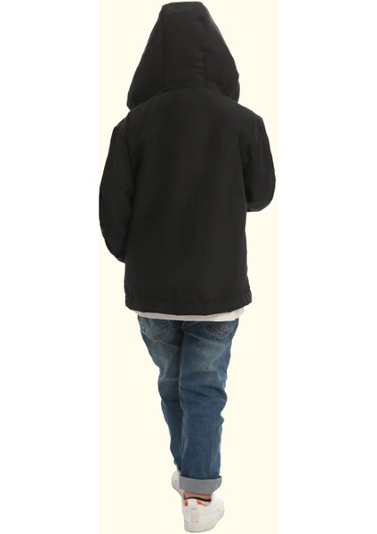 Erkek/Kız Çocuk Kapüşonlu Su ve Rüzgar Geçirmez Cepli Kışlık Yağmurluk