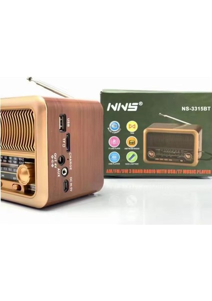 Nns NS-3315BT Taşınabilir Nostaljik Radyo Bluetooth Hoparlör Mp3 Çalar modelleri