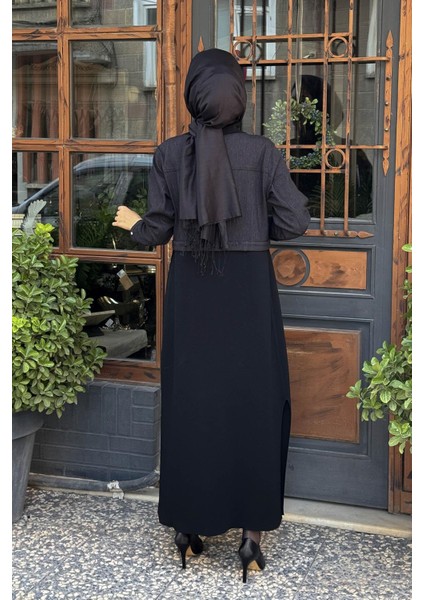 Kumaş Garnili Uzun Triko Kap T25PF-8013 Siyah fırsatları