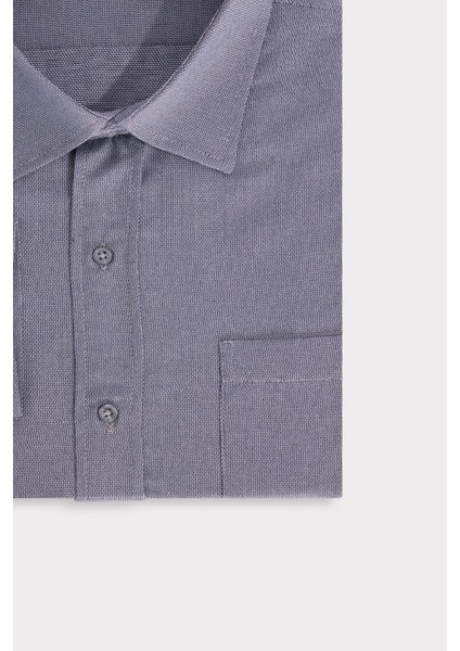 Erkek Big Size Büyük Beden Kolay Ütü Kravatlık Armürlü Pamuklu Gri Gömlek modelleri