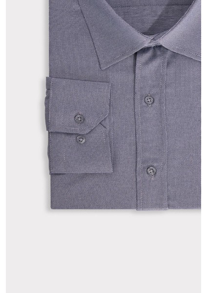 Erkek Big Size Büyük Beden Kolay Ütü Kravatlık Armürlü Pamuklu Gri Gömlek fırsatları