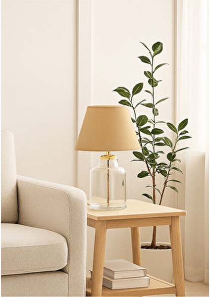 Collections Kristal Gövdeli Abajur Kahverengi Kumaş Başlık ile Salon Aydınlatması indirimleri