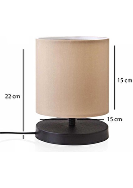 Tasarım Mini Abajur Vizon Renkli Kumaş Başlık ile Yatak Odası Aydınlatması indirimleri