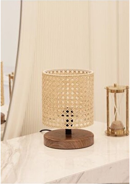 Rattan Mini Abajur Bej Ahşap Malzeme ile Salon Kullanımı için Şık Tasarım fırsatları