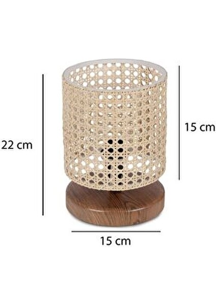 Rattan Mini Abajur Bej Ahşap Malzeme ile Salon Kullanımı için Şık Tasarım