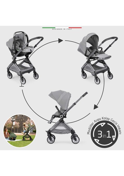 Rotabile Premium Travel Sistem Bebek Arabası Gri indirimleri