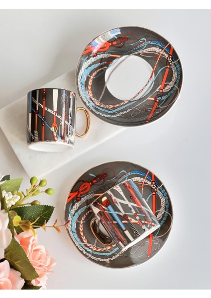 Türk Kahve Fincanı Asorti Füme 2 Kişilik 4 Parça fiyatları