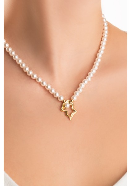 Camila 18 Ayar Sarı Altın Kaplama 42 cm Gümüş Inci Kolye modelleri