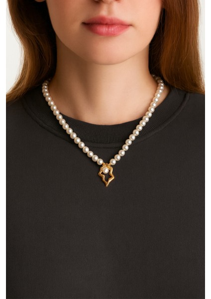 Camila 18 Ayar Sarı Altın Kaplama 42 cm Gümüş Inci Kolye indirimleri