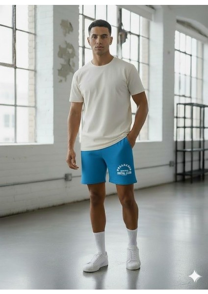 Ultra Rahat Mavi Şort | Baskılı | Kordonlu, Metal Kuş Gözlü | Spor & Casual Erkek Şort fiyatları