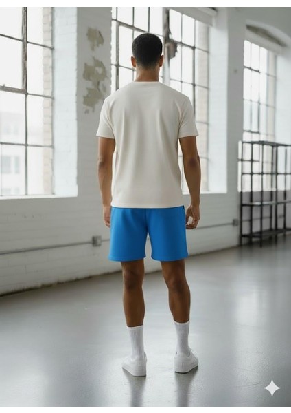 Ultra Rahat Mavi Şort | Baskılı | Kordonlu, Metal Kuş Gözlü | Spor & Casual Erkek Şort modelleri