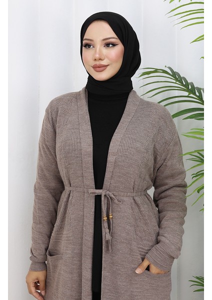 Triko Cepli Uzun Hırka 0036-02 Vizon fırsatları