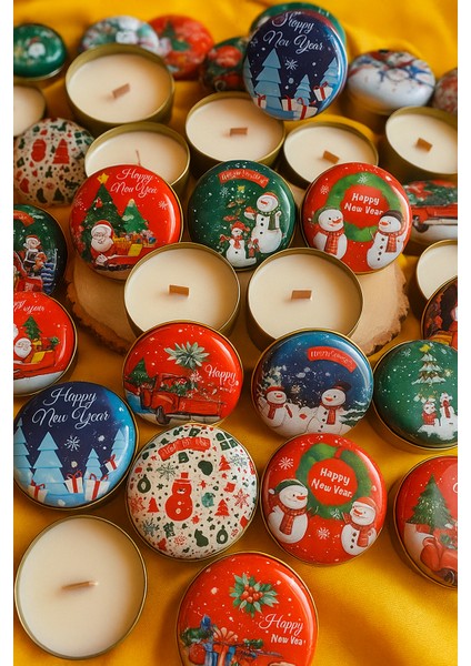 Yılbaşı Baskılı Metal Kutu Mum Happy New Year 5 Li fiyatları