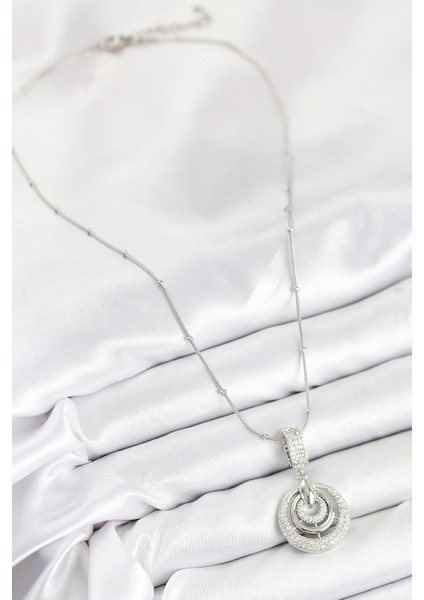 316L Çelik Zirkon Taşlı Çember Model Gümüş Renk Kadın Kolye fiyatları