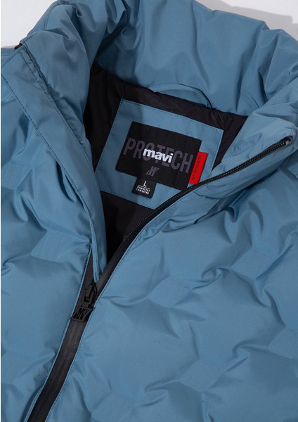 Su İtici Dik Yaka Mavi Şişme Mont 0110457-70877