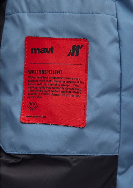 Su İtici Dik Yaka Mavi Şişme Mont 0110457-70877