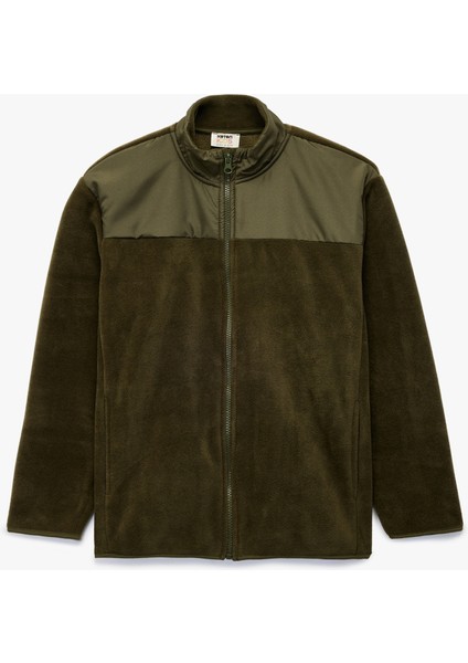 Fermuarlı Uzun Kollu Dik Yaka Polar Sweatshirt