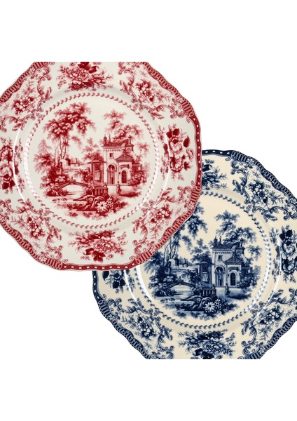 Lucky Art Florantine 27CM 6li Tabak Seti Kirmizi-Mavi fiyatları