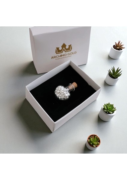 15 Gram Kalp Tasarımlı Cam Şişeli, 999 Ayar Gümüşten Üretilmiş Özel Granül Gümüş HEDIYESI-553 indirimleri